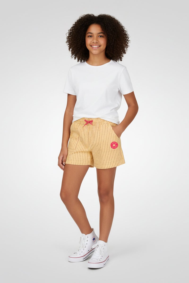 CONVERSE Kids Girl Brand Logo Shorts, Yellow - Image 1
